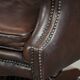 Brown cow leather Chesterfield office chair on wheels in English style