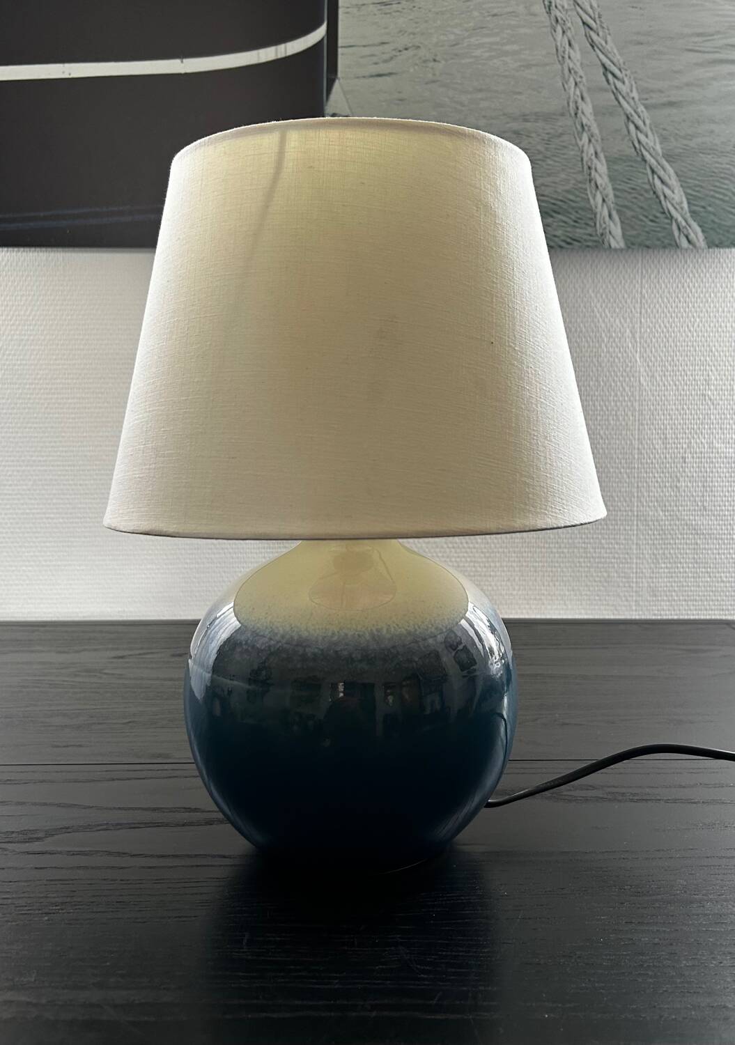 Blue ceramic ball lamp