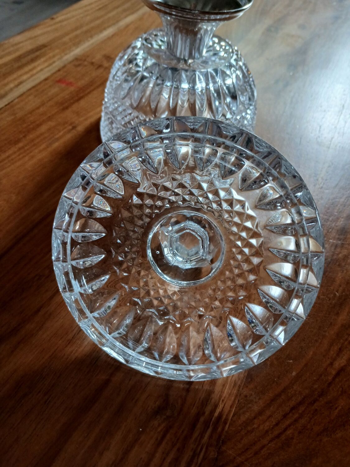 Antique glass and metal sugar bowl