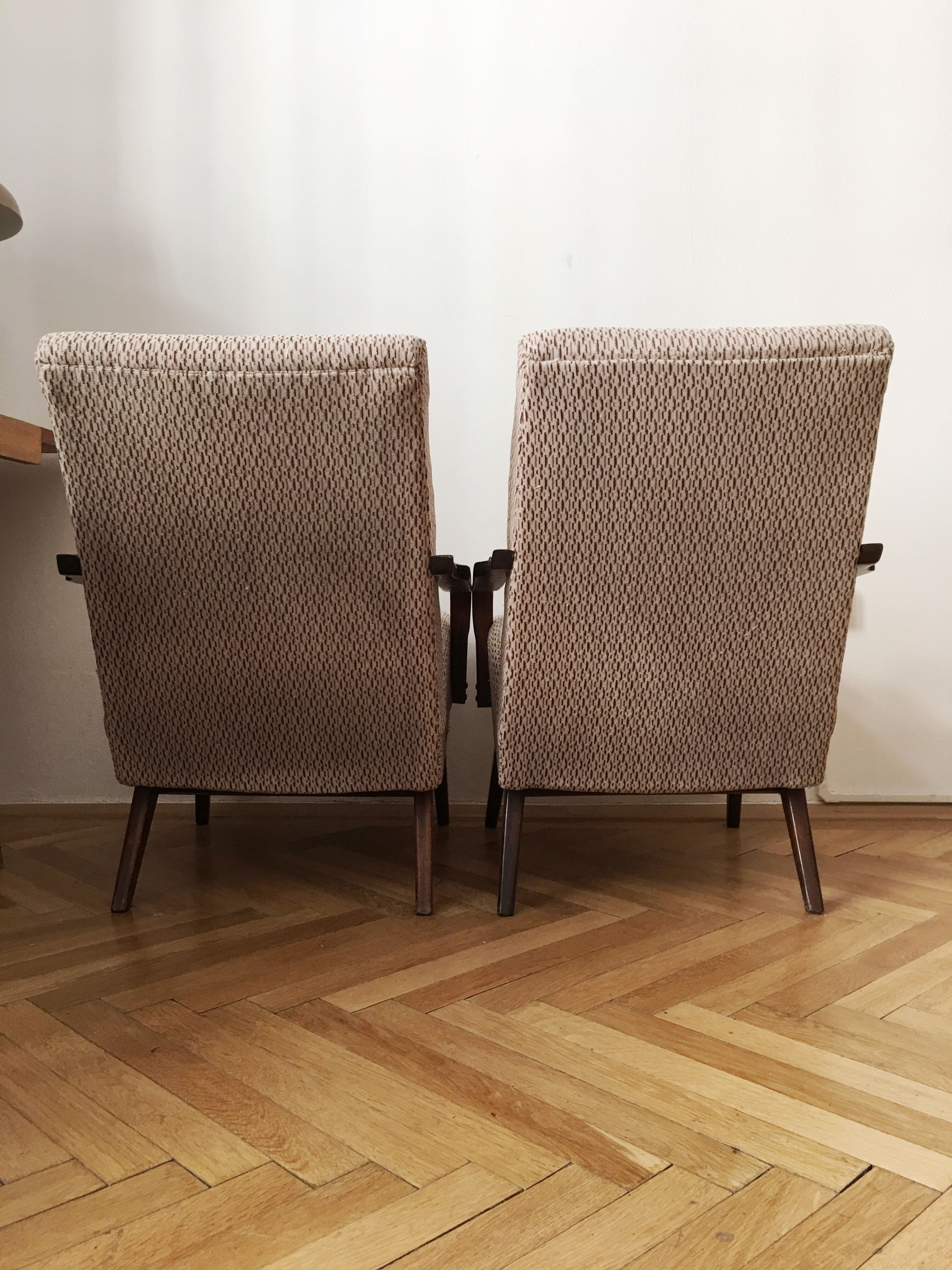 Grey/Brown Vintage Armchairs, 1960s, pair