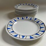 9 dessert plates Hamage & Moulin des Loups, Etoile bleu model
