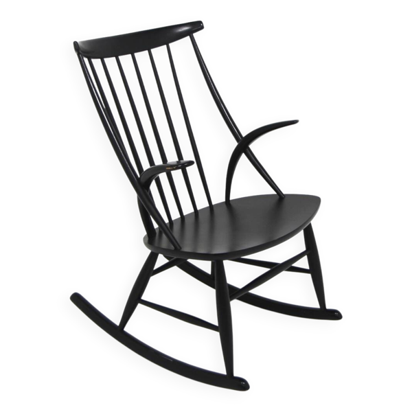 Rocking-chair en hêtre, Illum Wikkelsø, N. Eilersen, Danemark, 1960