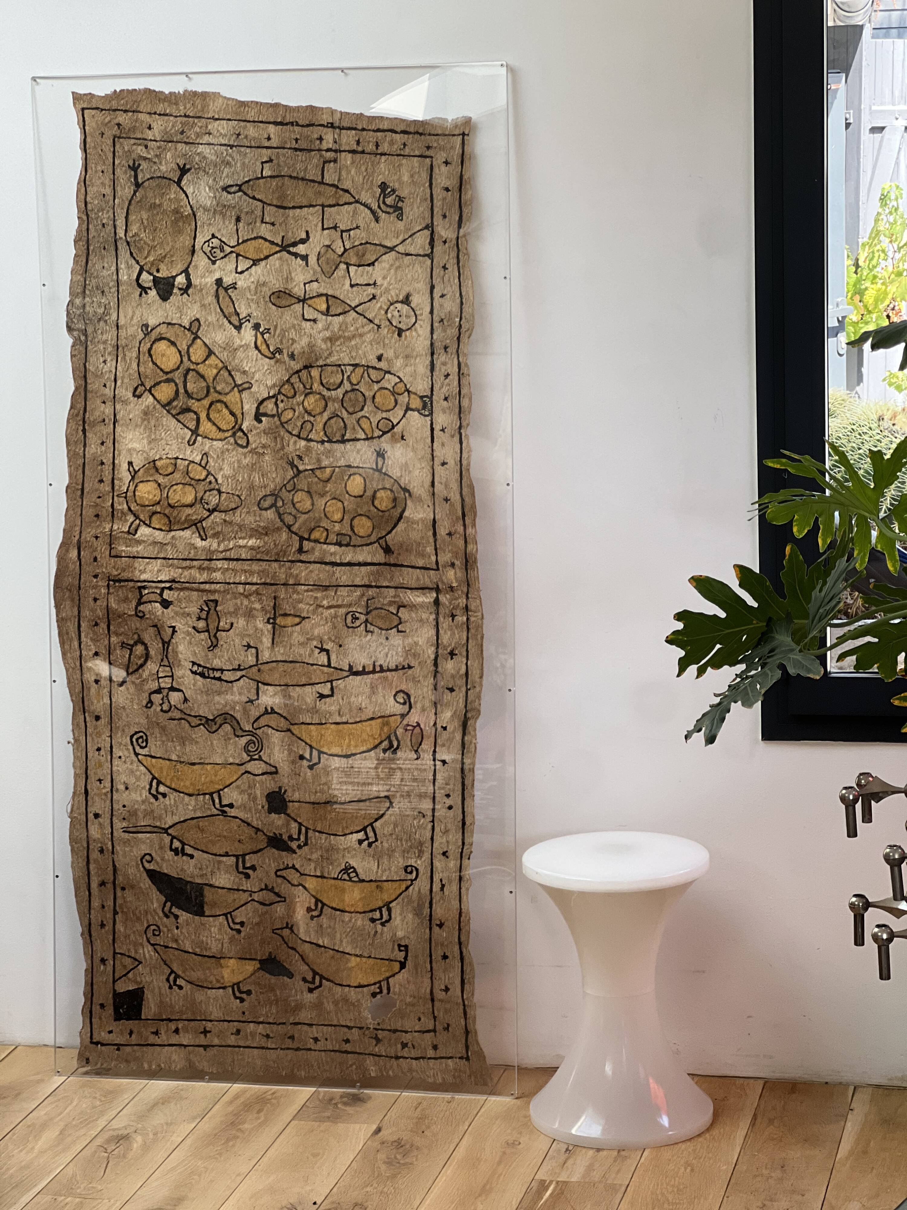Panneau décoratif dessins sur écorce