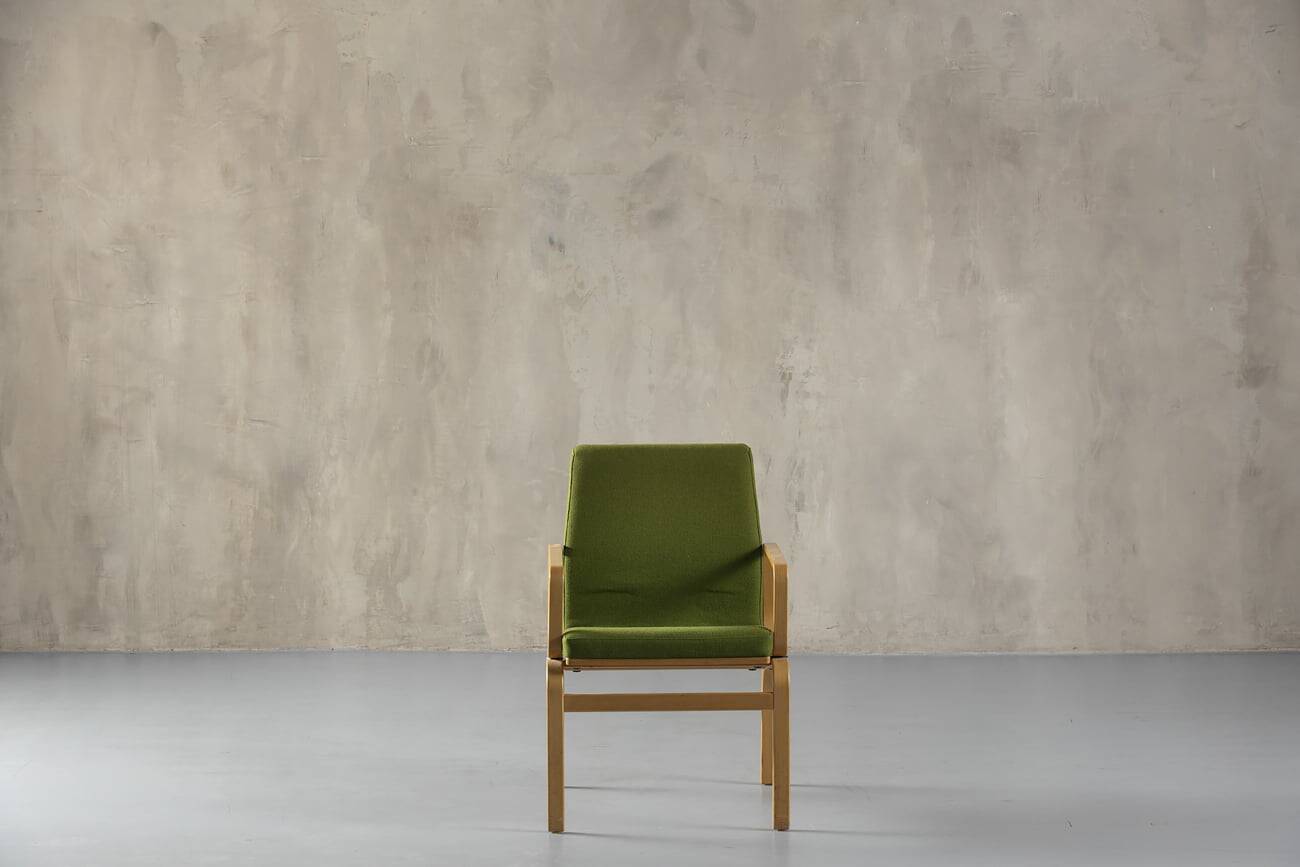Bentwood chair in green upholstery Bill Stephens style, Denmark, 1970s