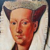 oil on wood, portrait of Marguerite VAN EYCK, copy by Henri BOURINET 1982