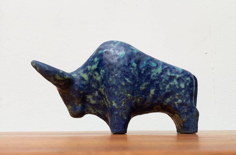 Ancient German sculpture Taurus in pottery by Otto Keramik.