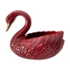Vintage swan pot cover in red and gold ceramic