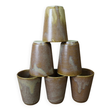 6 verres, tasses en grès Digoin
