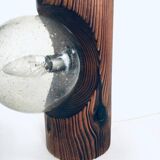 Brutalist wooden table or wall lamp attributed to Temde Leuchten, Switzerland, 1960s.