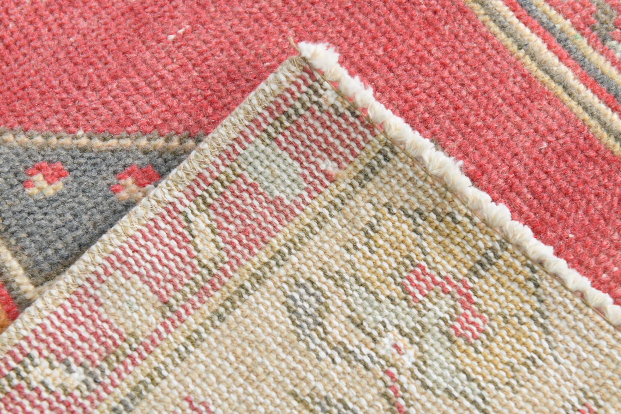 Vintage Red Blue Persian Runner Rug, 104x280Cm