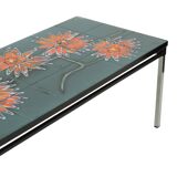 Large Ceramic Tile Table adri Orange Flowers Abstract 109cm