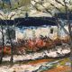 Large Original Swedish Oil on Panel – “Landscape with Houses and Trees” by Stig Hallblom – Signed – Vintage & Framed 90×59.5cm (35.4"×23.4")