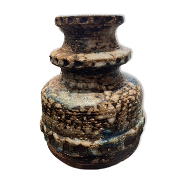 Enamelled vase and painted blue, brown, West Germany