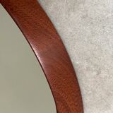 Mid Century solid teak wall mirror with a leather strap - Danish design