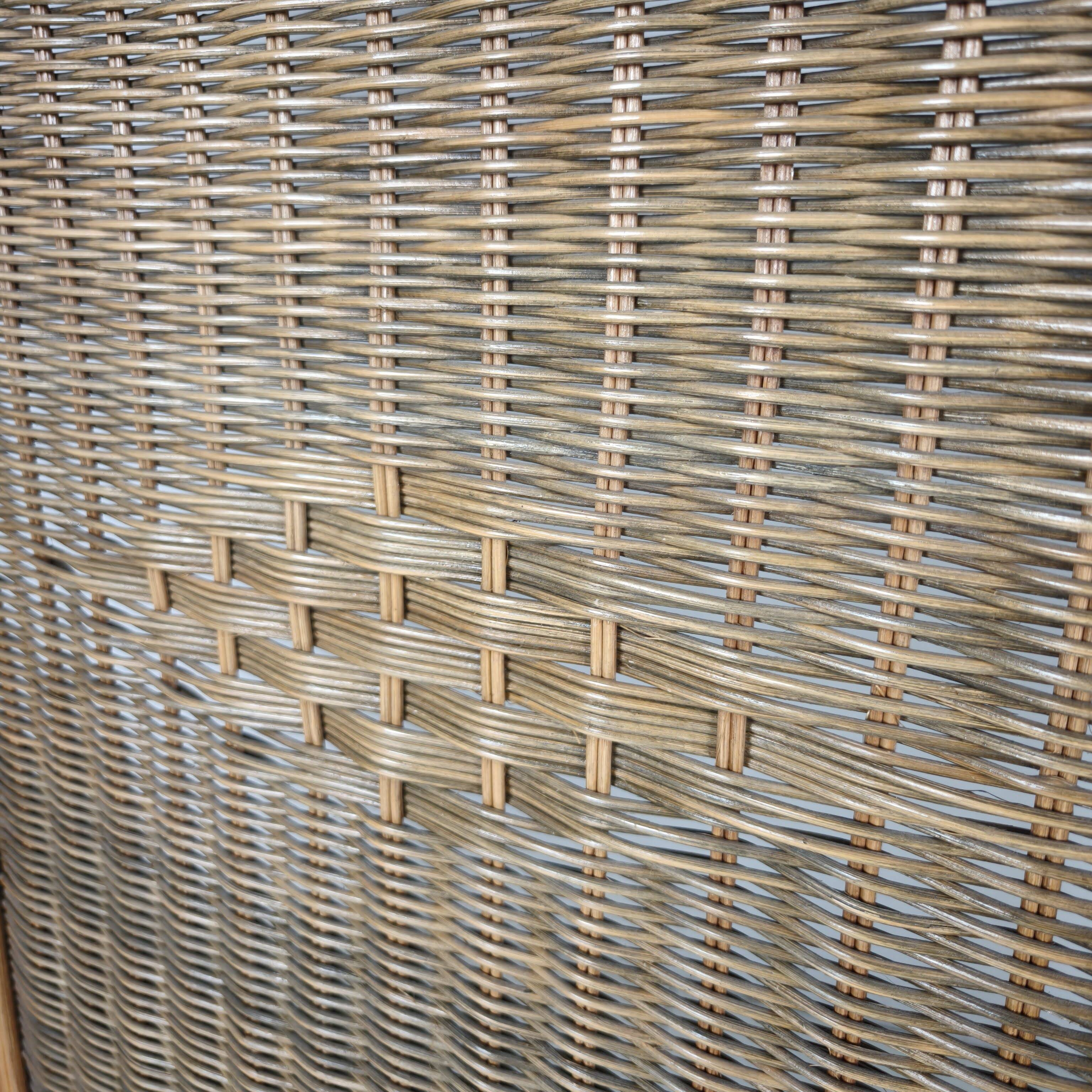 1970s Three-Panel Rattan Room Divider with Wicker Panels