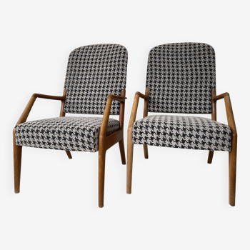 Pair of Mid Century Houndstooth Armchairs