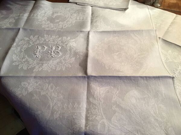 Set de 6 serviettes de chasse 19eme marquées « PB »