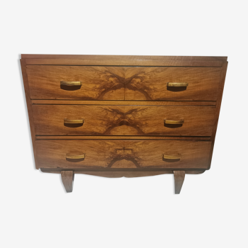 Art Deco chest of drawers in walnut magnifying glass with whiskers