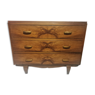 Art Deco chest of drawers in walnut magnifying glass with whiskers