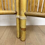 Vintage rattan and bamboo 3-panel screen