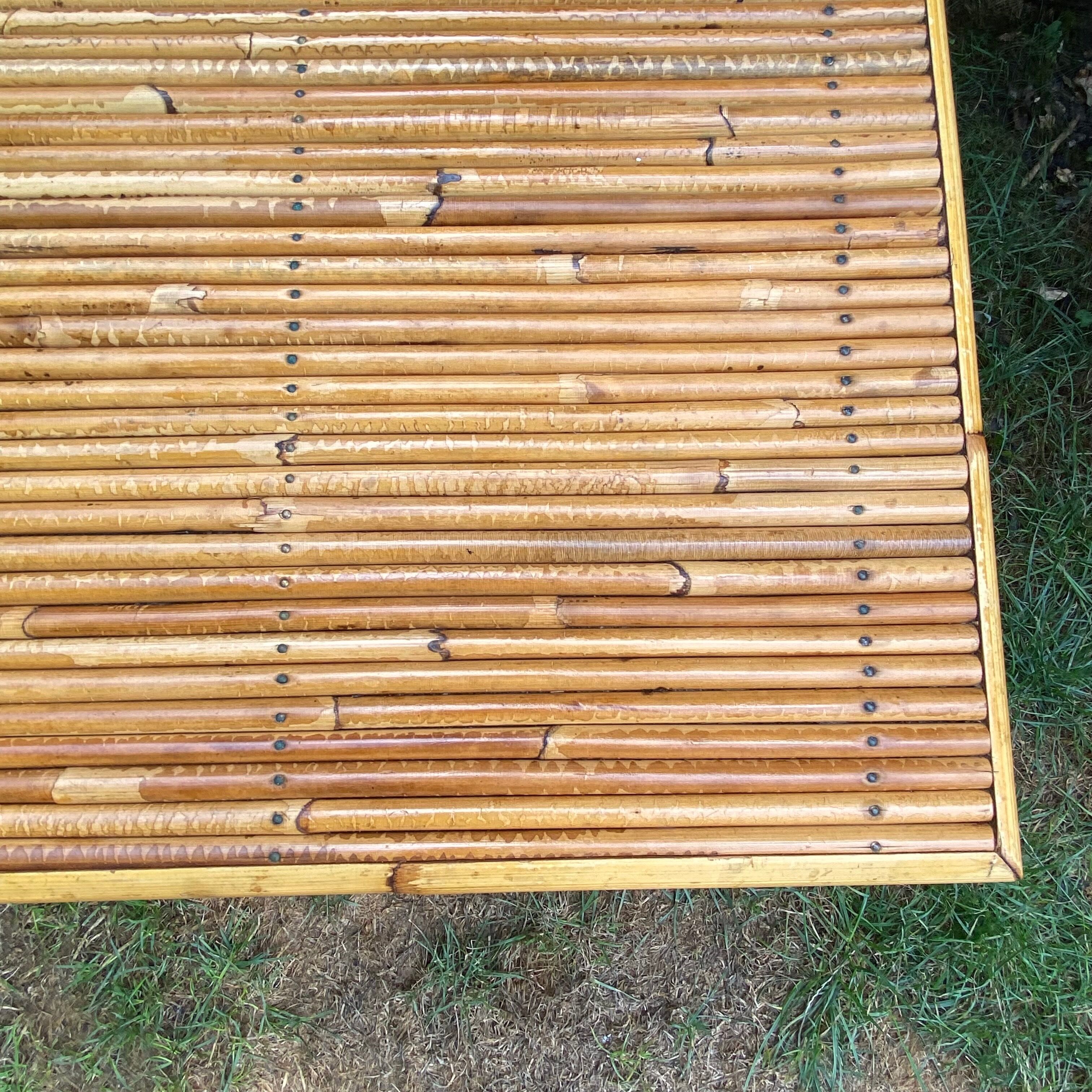 Coffee table in bamboo and rattan 70s