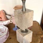 Pied de lampe en travertin par Philippe Barbier, 1970