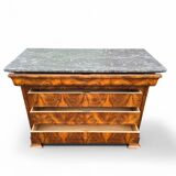Louis Phillipe chest of drawers in burr walnut and black marble top