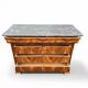 Commode Louis Phillipe en ronce de noyer et dessus en marbre noir