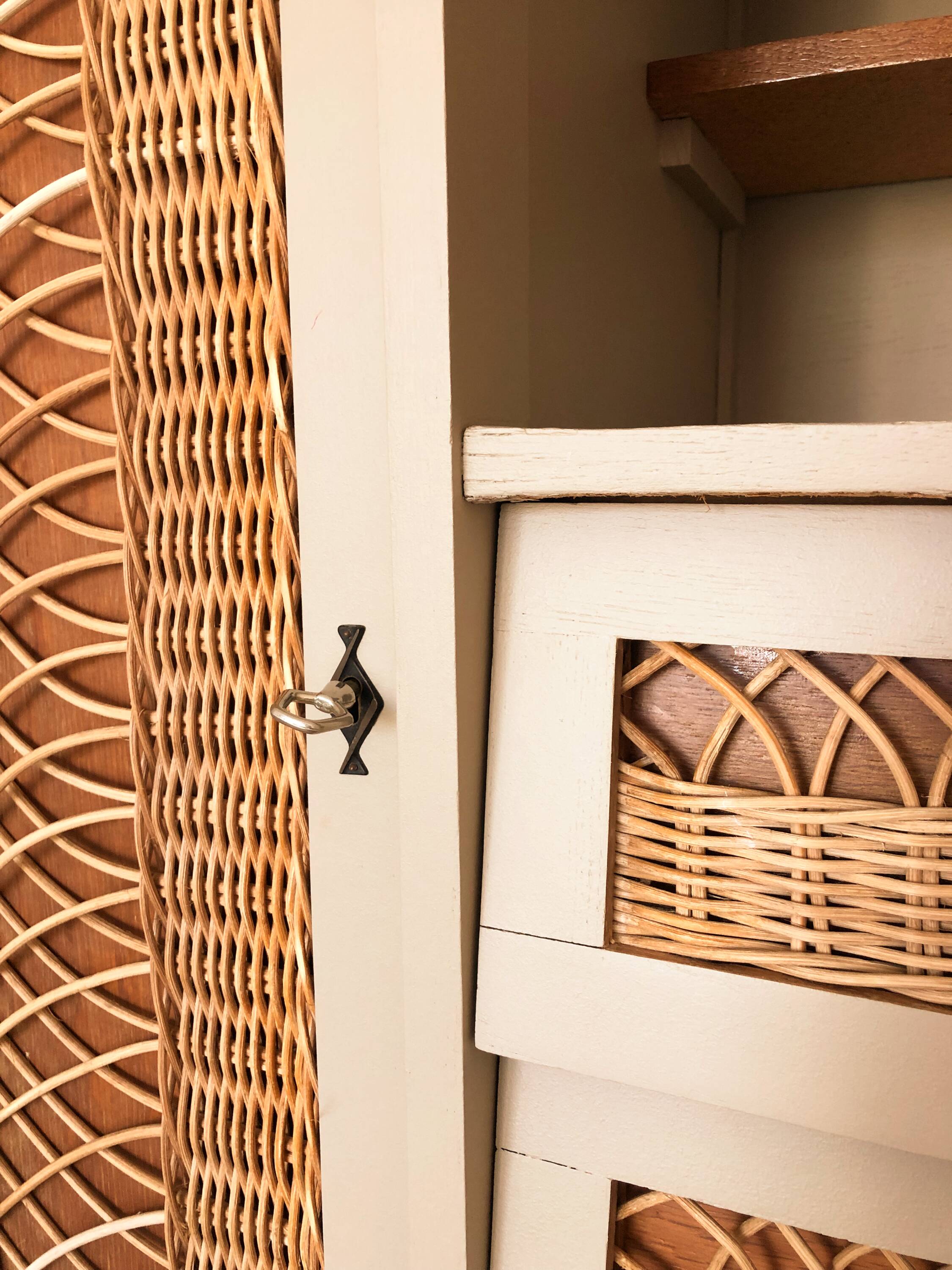 60s/70s wardrobe in wood and rattan