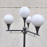 Space age floor lamp, chrome and opaline glass, 1970.