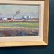 Swedish Oil on panel "Silhouette over Örebro" by HARRY THOMANDER, Framed 46x26cm