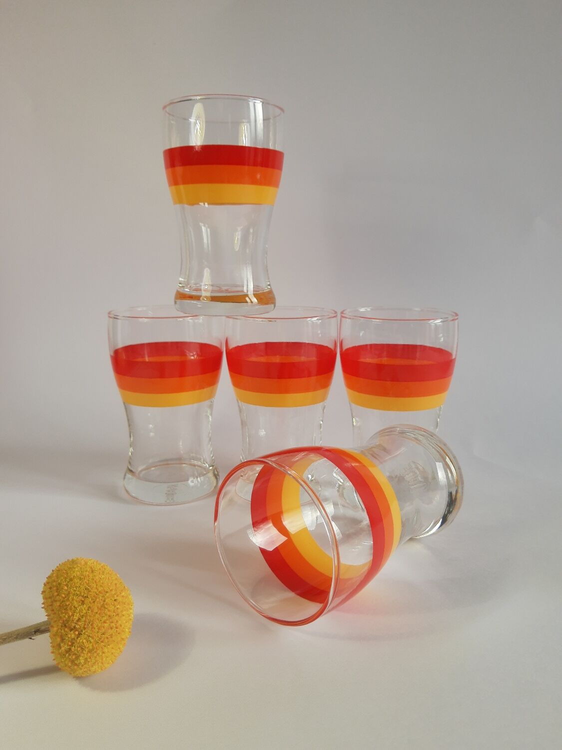 Set of 5 glasses with advertising aperitifs Vabé 1970 vintage