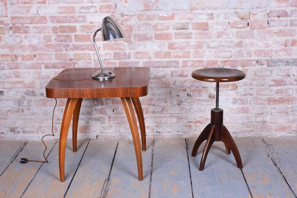 Mid-Century Czech Beech Piano Stool, 1940s