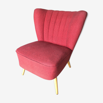 Fauteuil cocktail rouge vintage pieds compas