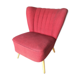 Vintage red cocktail armchair with compass feet