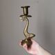 Pair of brass fish candlesticks, country decor