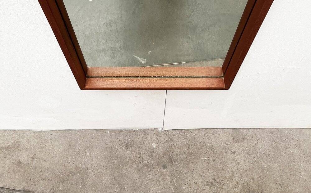 Miroir minimaliste mid-century allemand en teck de Zier-Form, années 1960