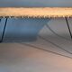 Vintage Raoul Guys coffee table in wicker and black metal, 1960.