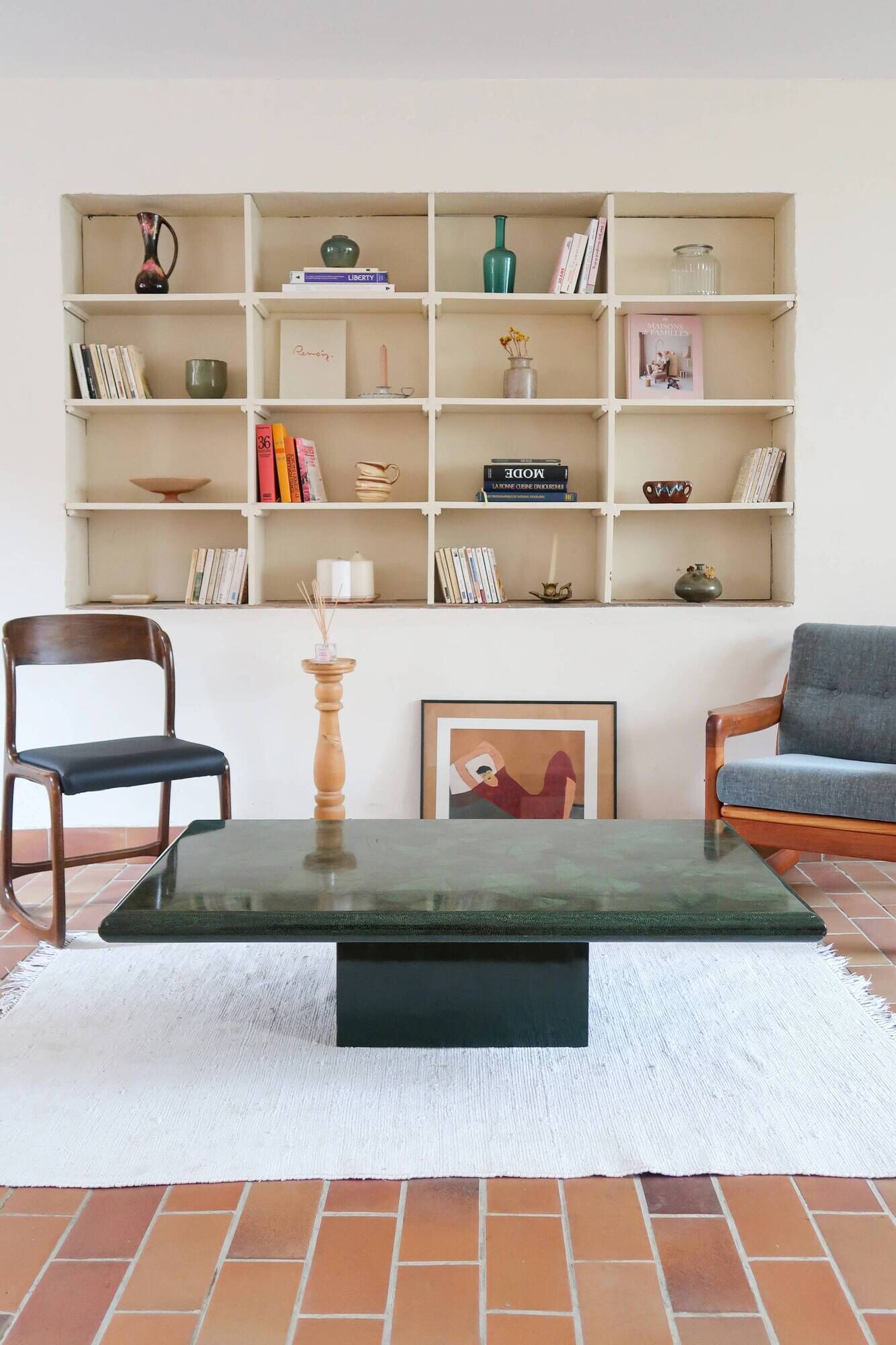 Green coffee table attributed to Jean-Claude Mahey, Roche Bobois.