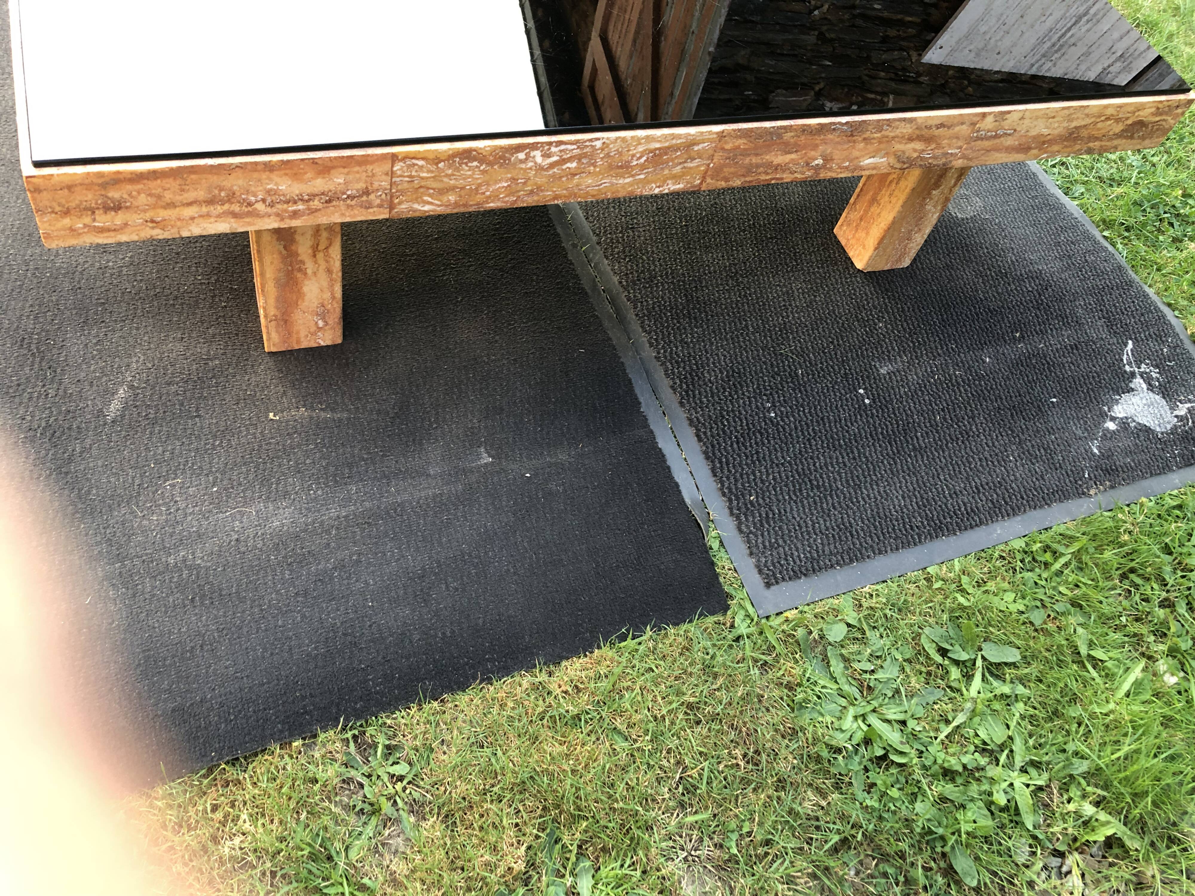 Vintage marble and smoked glass coffee table.