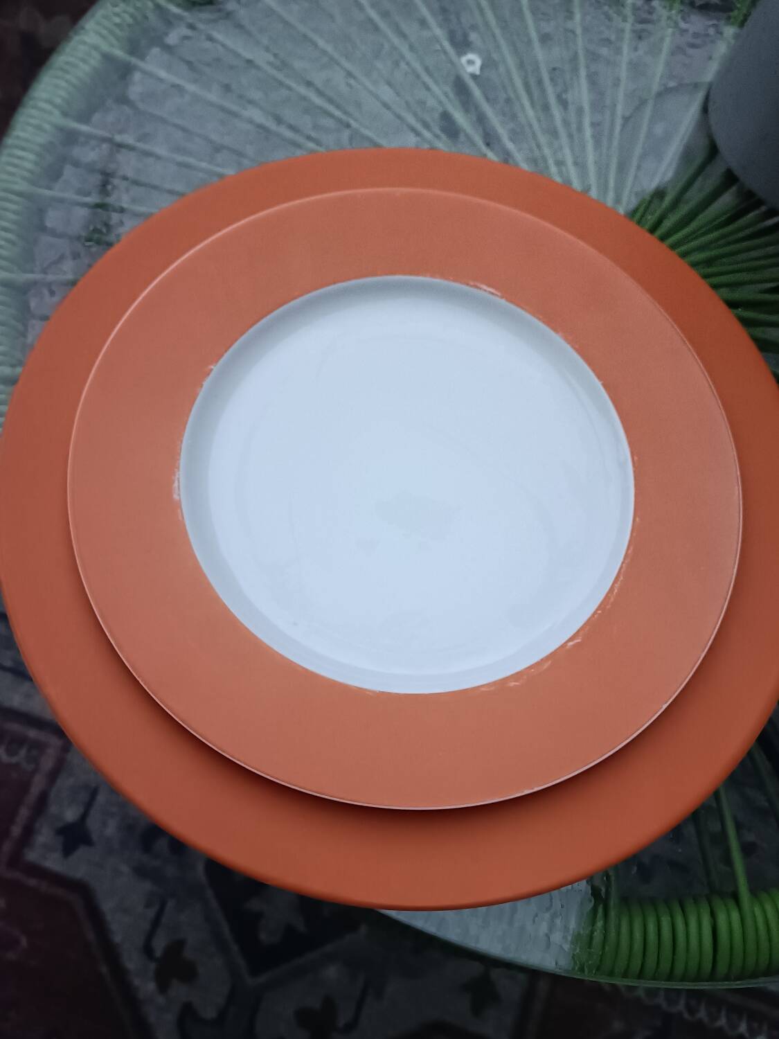 Orange Limoges porcelain plates