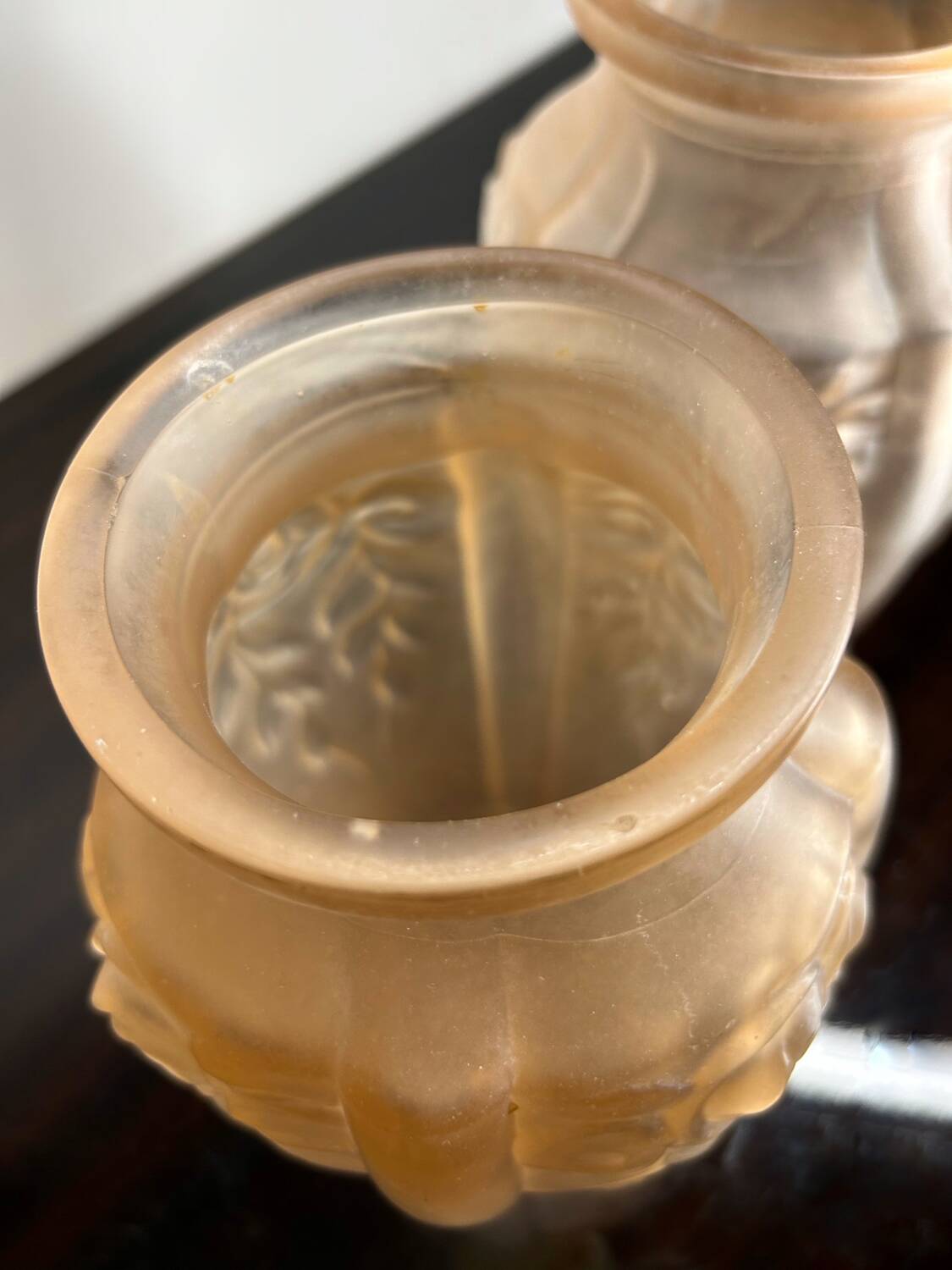 Art Deco pressed molded glass vases (X2)