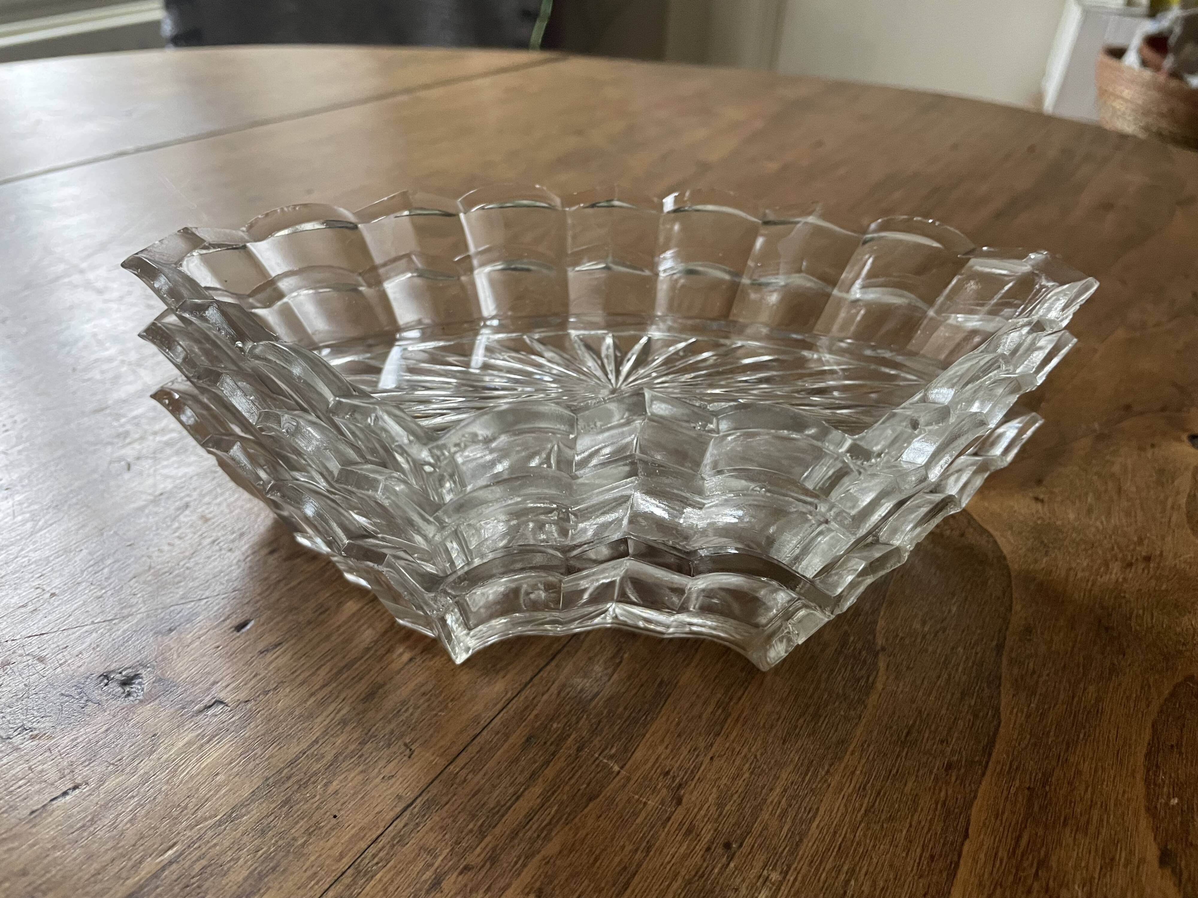 Set of 3 cut glass aperitif bowls - old, vintage