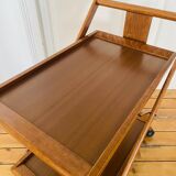 Vintage wooden trolley serving cart, 1960