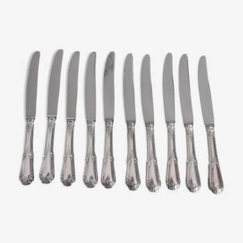 10 couteaux en metal argentè sfam