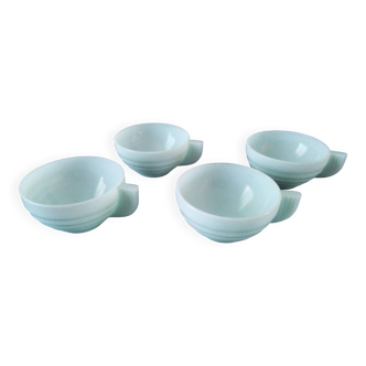 4 Art Deco Opaline coffee cups