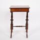Antique side table with drawer - hand polished mahogany - turned legs - year 1880s