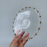 Trio of gold beaded glass dishes