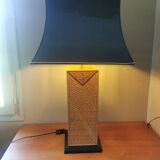 Vintage straw marquetry lamp