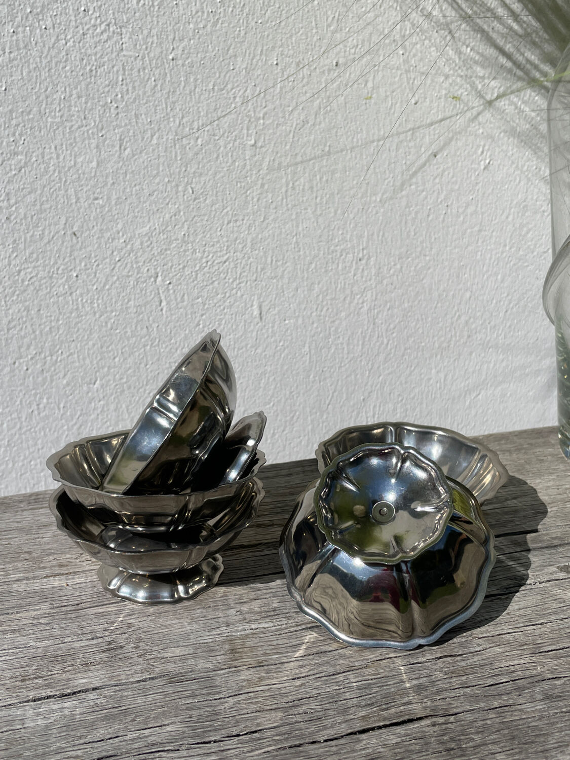 5 stainless steel cups 1970